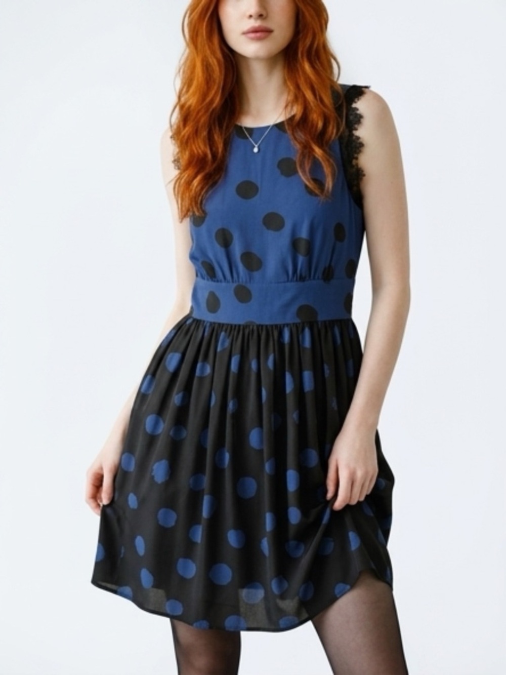 Corey Lynn Calter Black Dress with Blue Polka Dots